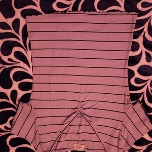 Free Kisses XL Blue/Black Striped V-Neck Shirt